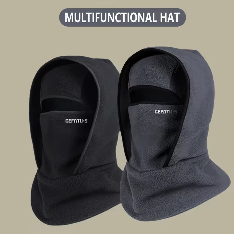 Outdoor Autumn and Winter Season Warm One-Piece Hat, Two-Layer Hat Design, Balaclava Hat, Can Be Used with Helmets, Unisex