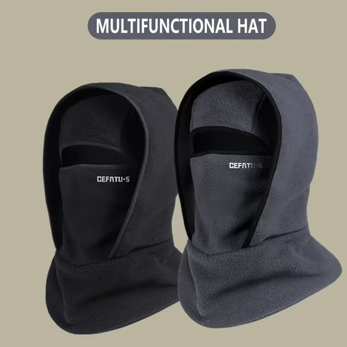 Outdoor Autumn and Winter Season Warm One-Piece Hat, Two-Layer Hat Design, Balaclava Hat, Can Be Used with Helmets, Unisex